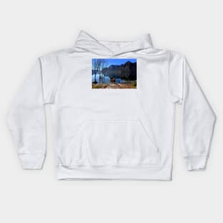 The boat on the lake Kids Hoodie